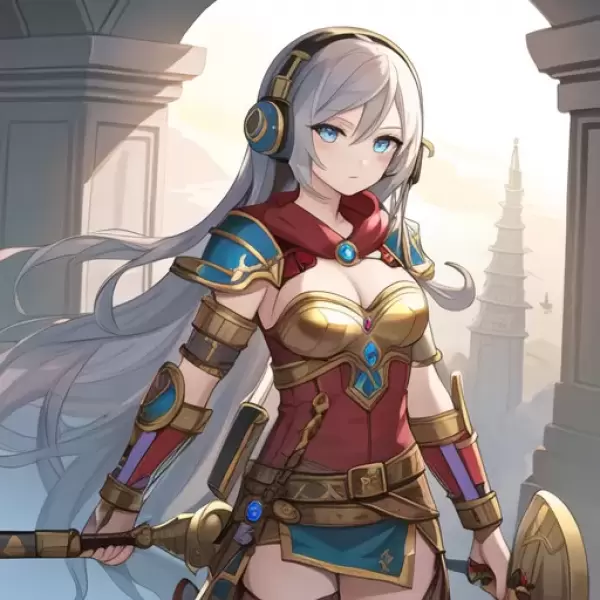 ヘッドホンをつけた女戦士