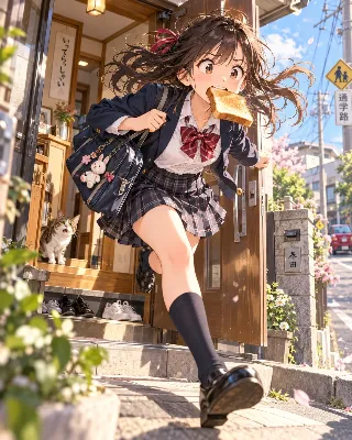 トースト片手に朝の全力ダッシュ！