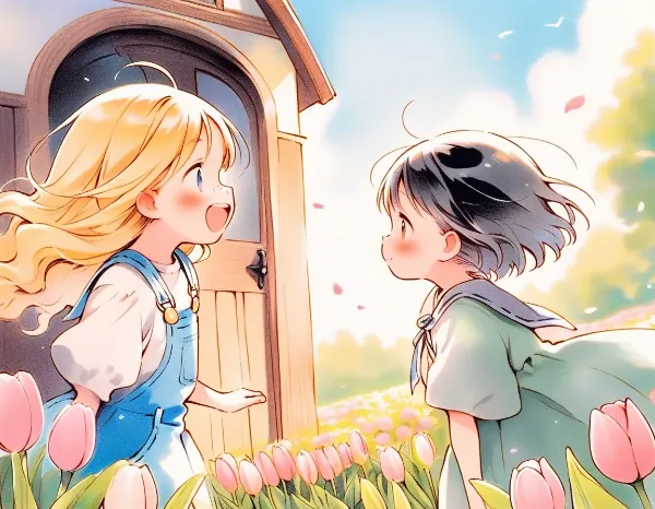 黒髪＆ブロンド・チューリップが咲いた