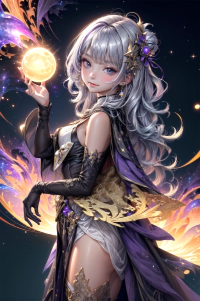 goddess holding a sun in one hand galaxy