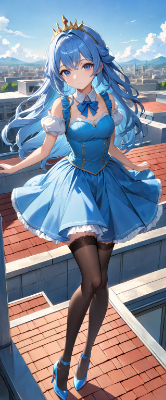 高い所が好きな青髪姫さん