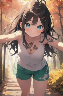 秋めく道