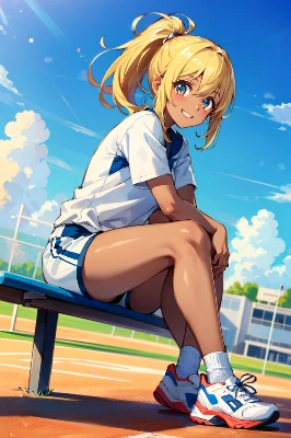 金髪ポニーテール