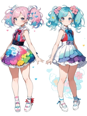 colorful twins