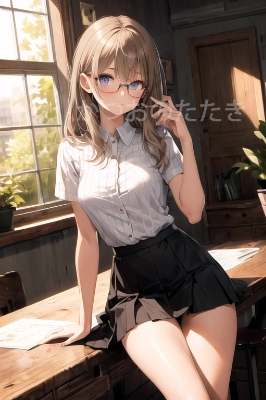 茶髪眼鏡の女の子
