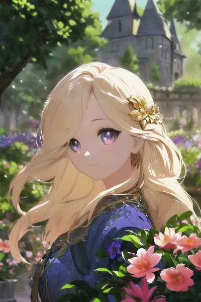 庭園に佇む金色の髪の少女