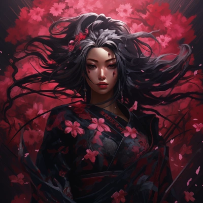 和服と美女と桜