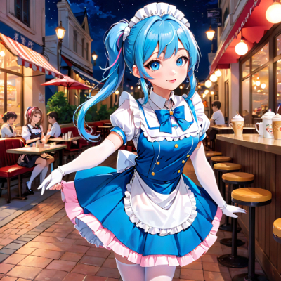 夜のカフェ