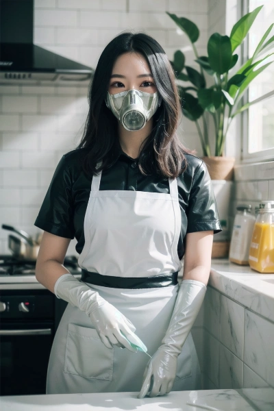 ゴム手袋＆ガスマスクの主婦