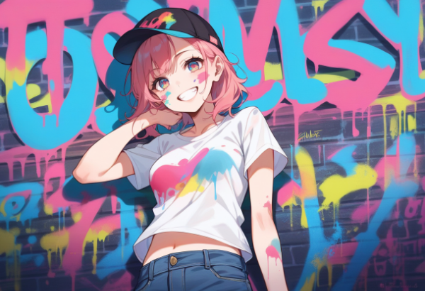 落書きする女の子