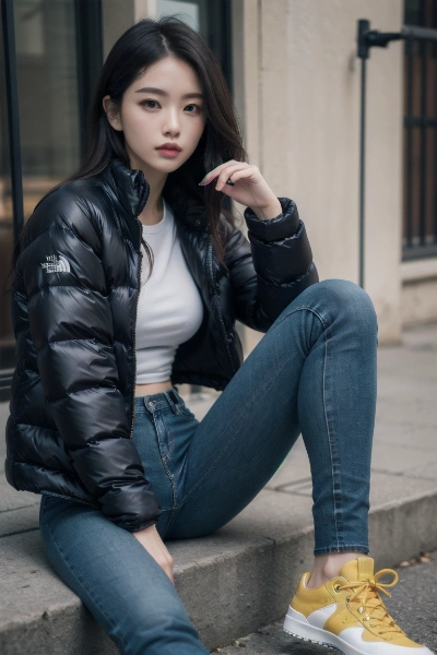 スポーティなダウンのお姉さん