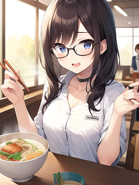 学食で憧れの先輩に声をかけられた地味系女子