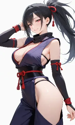黒髪ポニーテールの女忍者