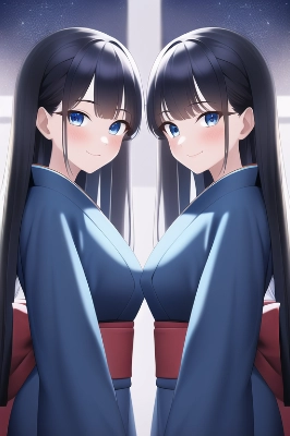 着物の双子・青