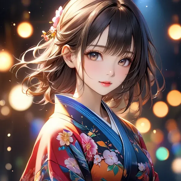 夜祭りの浴衣美人