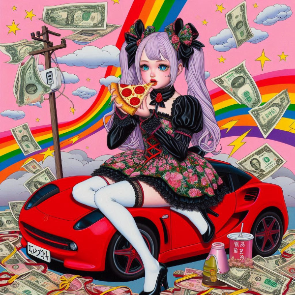 ピザを食べる少女