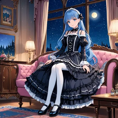 夜の素敵な青髪さん
