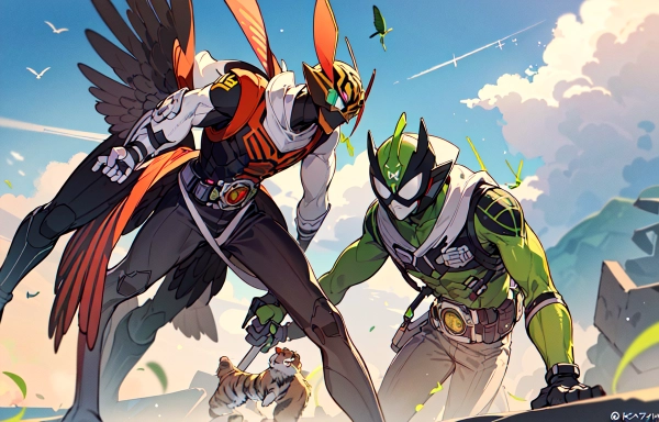 鷹とバッタのヒーロー達