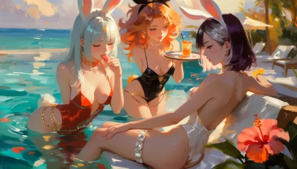 黄昏のホテルプール