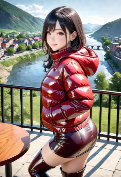 赤いダウンジャケット