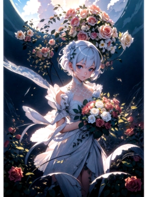 moon and rose