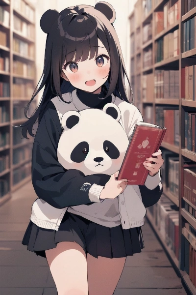 図書館ではパンダの顔を外してください