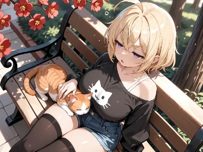 「梅と猫と暖かな午後」🐈