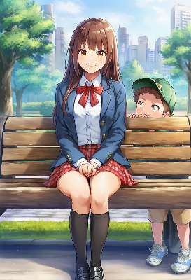 ベンチの後ろの小さないたずら