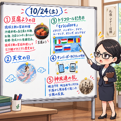10/24 何の日ボード(マナー先生)