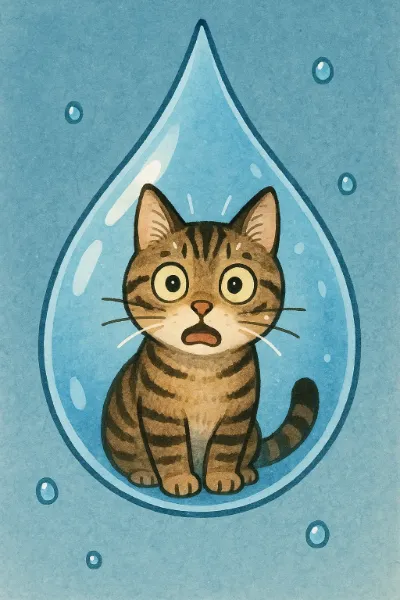 雨粒に入った猫さん