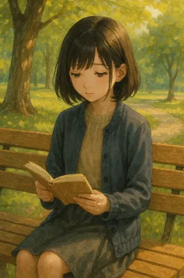 【過去画像リメイク企画 2】 公園のベンチで本を読む少女