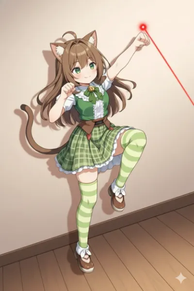 レーザーポインタに興味津々