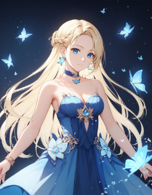 夜のお庭で戯れる女の子