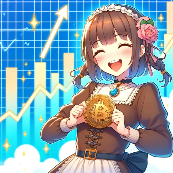ビットコイン暴騰で喜ぶ女の子