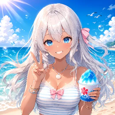 日焼けした夏の名残とブルーハワイ