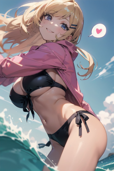 海で誘惑パーカーギャル娘さん