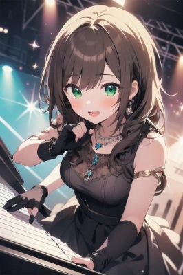上目遣いで演奏