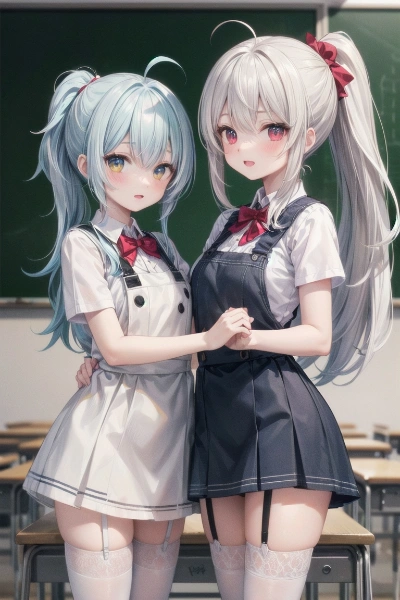 手を繋ぎ合う少女たち