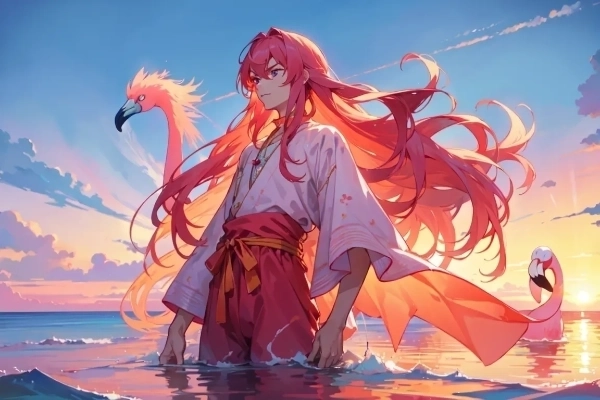 サーモン色の青年（君生きフラミンゴ＆鮭擬人化妄想）・その１