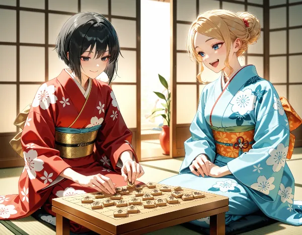 黒髪＆ブロンド・将棋をした