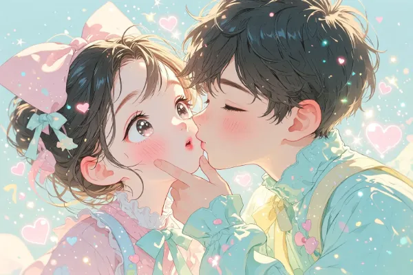 甘いキスの魔法の瞬間
