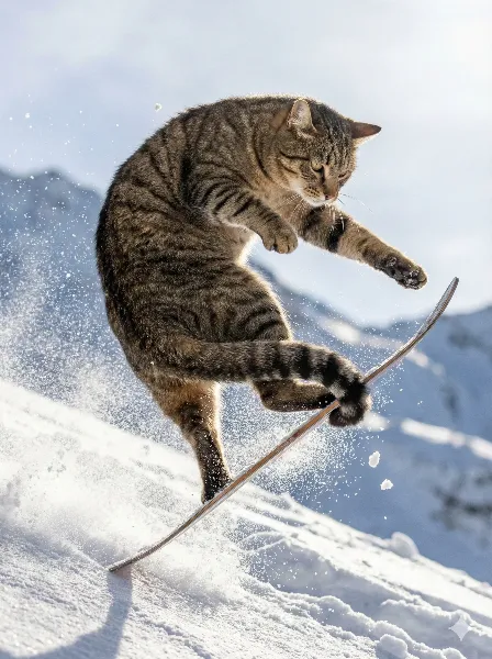 雪山を駆け抜ける猫の冒険