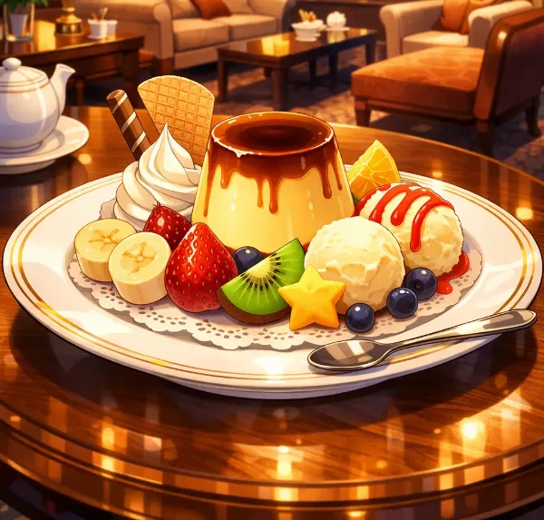 豪華なプリンデザート
