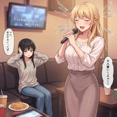 daughter & mother ママとカラオケ