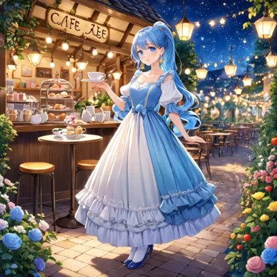 夜のカフェ