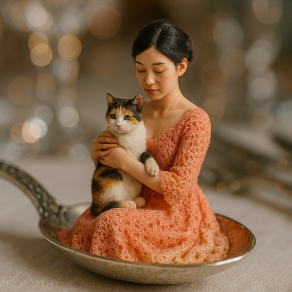 スプーン上の少女と猫の夢物語