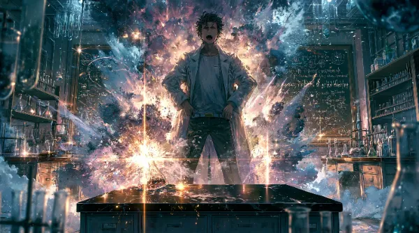 爆発する研究室の科学者