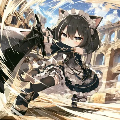 遺跡を駆ける黒猫メイド