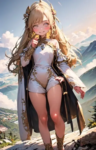 絶景に佇む金色の髪の少女