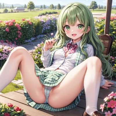 緑髪な娘のパンツ